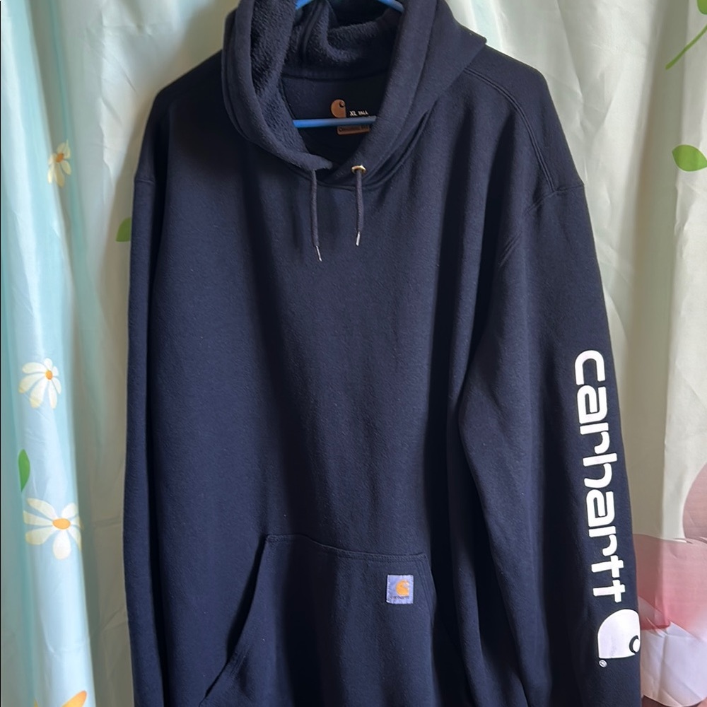 Carhartt  XL Tall Heavyweight Navy Hoodie with Sleeve Logo